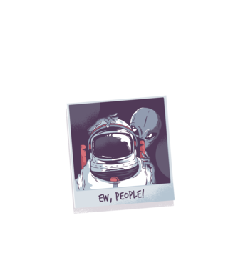 Ew, Oameni - Astronaut cu extraterestru model negru pe tricou