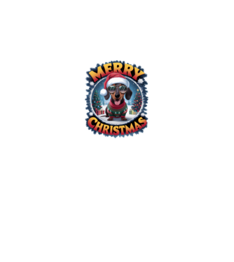 Merry Christmas Teckel model alb pe tricou