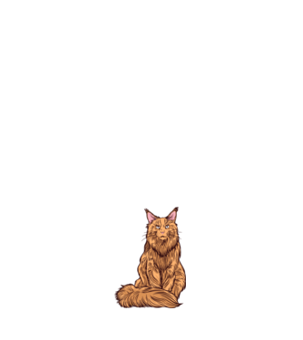 Pisică Maine Coon model alb pe tricou