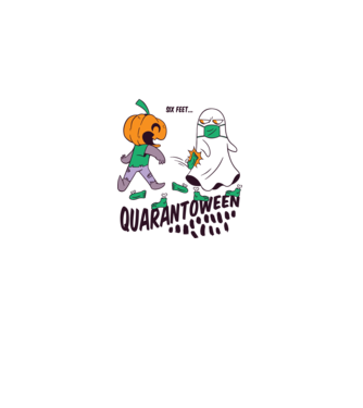 Quarantoween model alb pe tricou