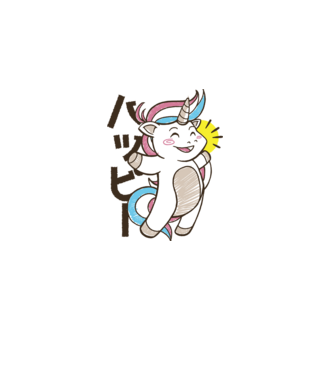 Kawaii unicorn model alb pe tricou
