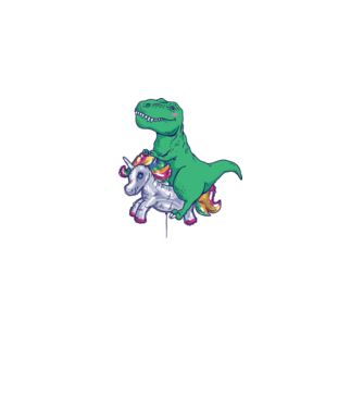 T-rex pe Unicorn balon model alb pe tricou