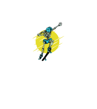 Schelet Skateboarder model alb pe tricou