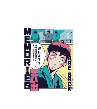 Anime Vaporwave benzi desenate model alb pe tricou
