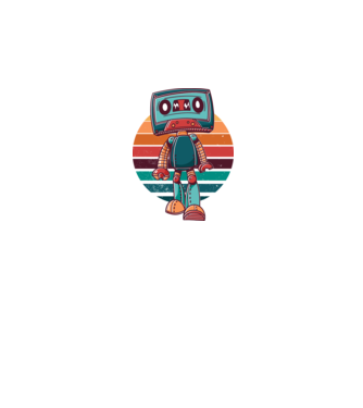 Robot Casetă retro model alb pe tricou