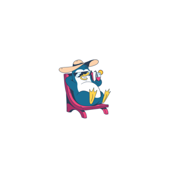 Pinguin cool stă la plajă la mare model alb/roșu pe tricou