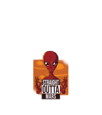 Straight Outta Mars Alien model negru pe tricou