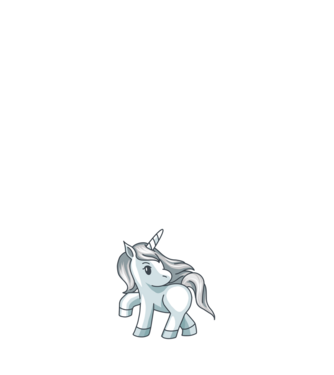 Unicorn de argint model alb pe tricou