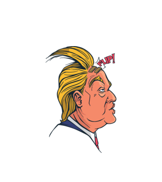 Trump Păr model alb pe tricou