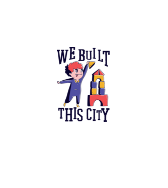 We built this city blocuri de construcție model galben pe tricou