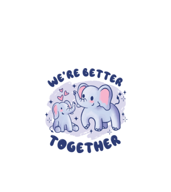 'We''re Better Together Elephant' model alb pe tricou