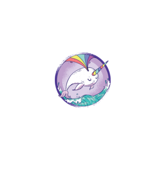 Unicorn drăguț Balenă - Narval model alb pe tricou
