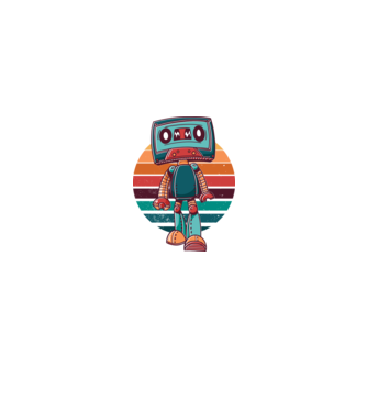 Robot Casetă retro model alb pe tricou