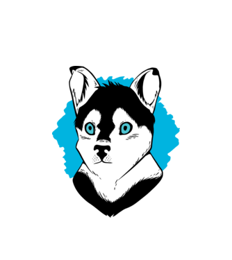 Câine Pomsky model alb pe tricou