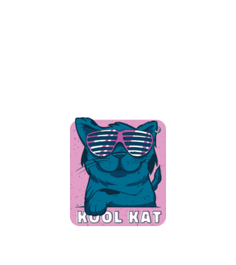 Kool Cat - Pisică Cool model albastru închis pe tricou