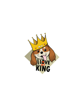 I love my king - Cavalier King Charles tricou cu câine Cocker Spaniel model negru pe tricou