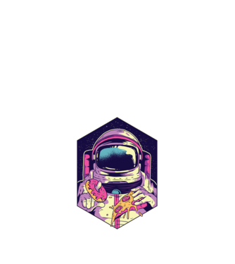 Astronaut Gogoașă și Pizza model negru pe tricou
