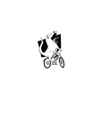 Dinozaur cu bicicletă model negru pe tricou