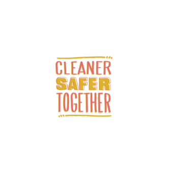Cleaner Safer Together model alb pe tricou