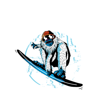 Yeti Snowboarder model alb pe tricou