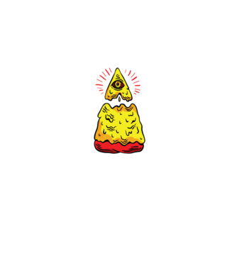 Illuminati Pizza model albastru jeanși pe tricou