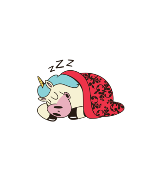 Unicorn adormit model alb pe tricou