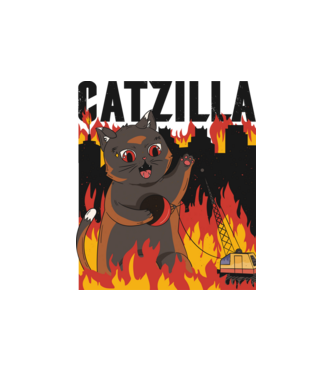 Anime Catzilla model alb pe tricou