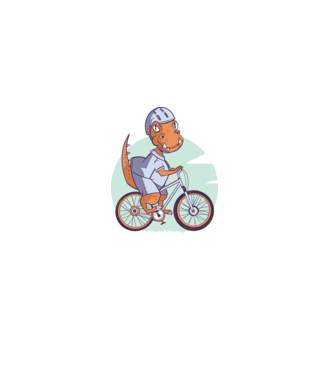 Dinozaur de T-Rex cu bicicletă model gri pe tricou