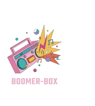 Boomer Box Magnetofon Retro model negru pe tricou