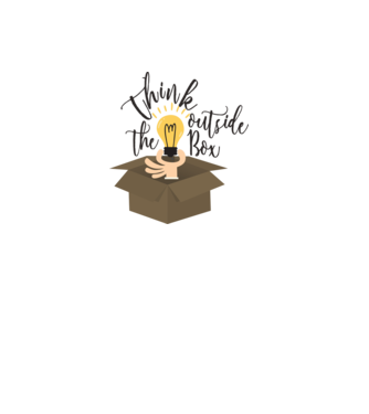 Think outside of the box model alb pe tricou