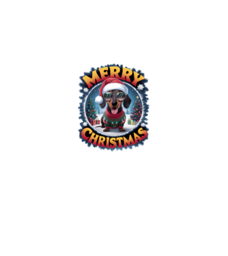 Merry Christmas Teckel model alb pe tricou