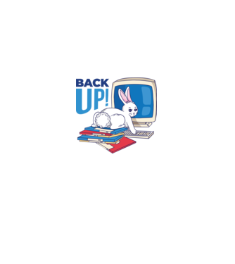 Back up bunny model alb pe tricou