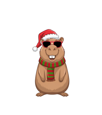 Crăciunul capybara model alb pe tricou