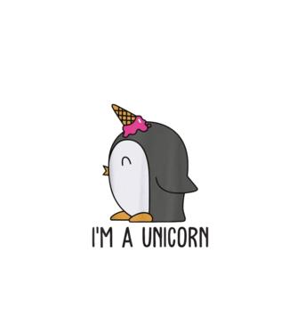 'I''m a unicorn - penguin' model alb pe tricou