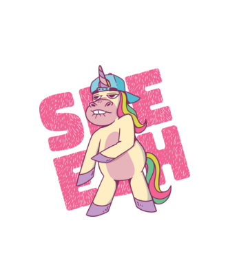 Unicorn Shesh model alb pe tricou