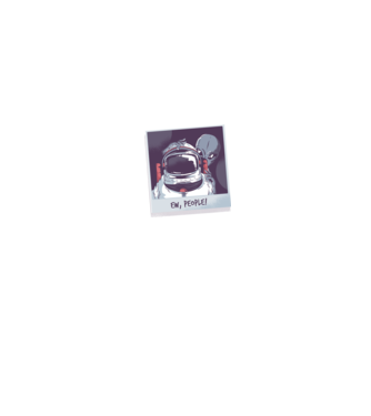 Ew, Oameni - Astronaut cu extraterestru model negru pe tricou