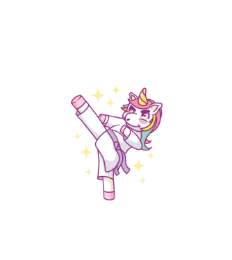 Karate unicorn model turcoaz pe tricou