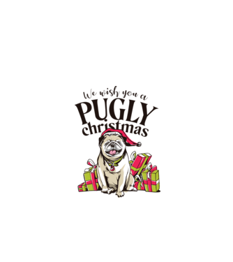 We wish You a Pugly Christmas tricou cu mops model verde de măr pe tricou