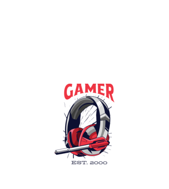 Gamer est. 2000 model alb pe tricou