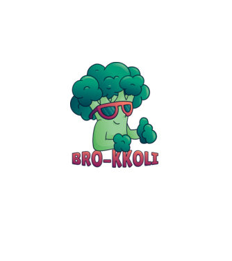 Broccoli model alb pe tricou