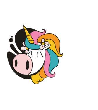 Unicorn drăguț model negru pe tricou