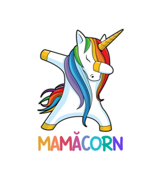 mamăcorn model alb pe tricou