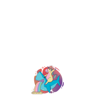 Unicorn pe rechin model alb pe tricou