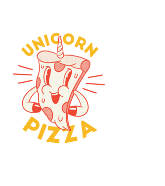 Unicorn Pizza model negru pe tricou