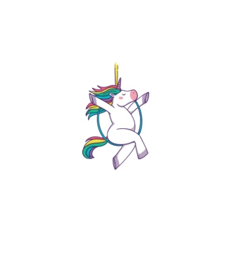 Unicorn pe cerc model alb pe tricou