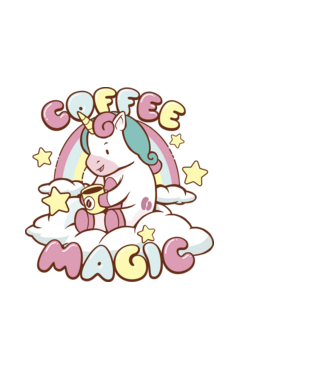 Cafea Magică Unicorn model alb pe tricou