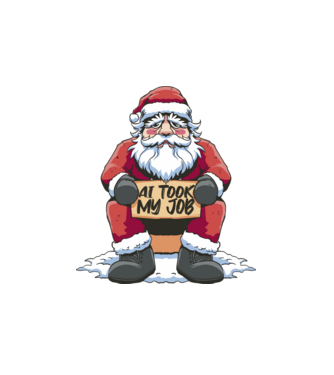AI took my job Santa model alb pe tricou