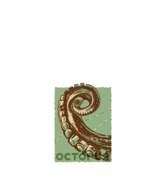 Caracatiță Octopus model negru pe tricou
