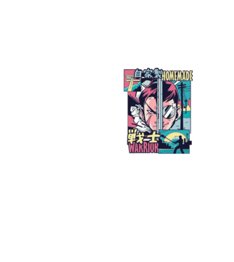 Anime Vaporwave Home Made Warrior model galben neon pe tricou