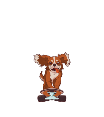 Skateboarding Cavalier King Spaniel model albastru închis pe tricou